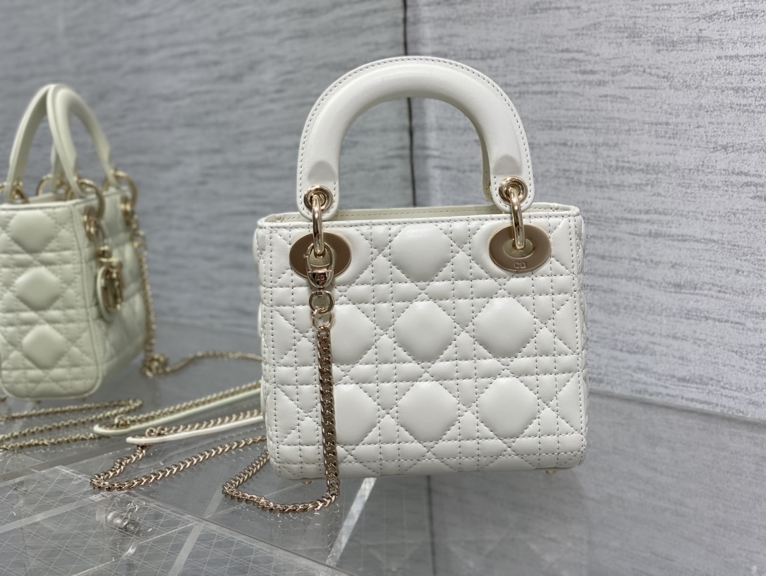 Mini Lady Dior Bag Latte Cannage Lambskin